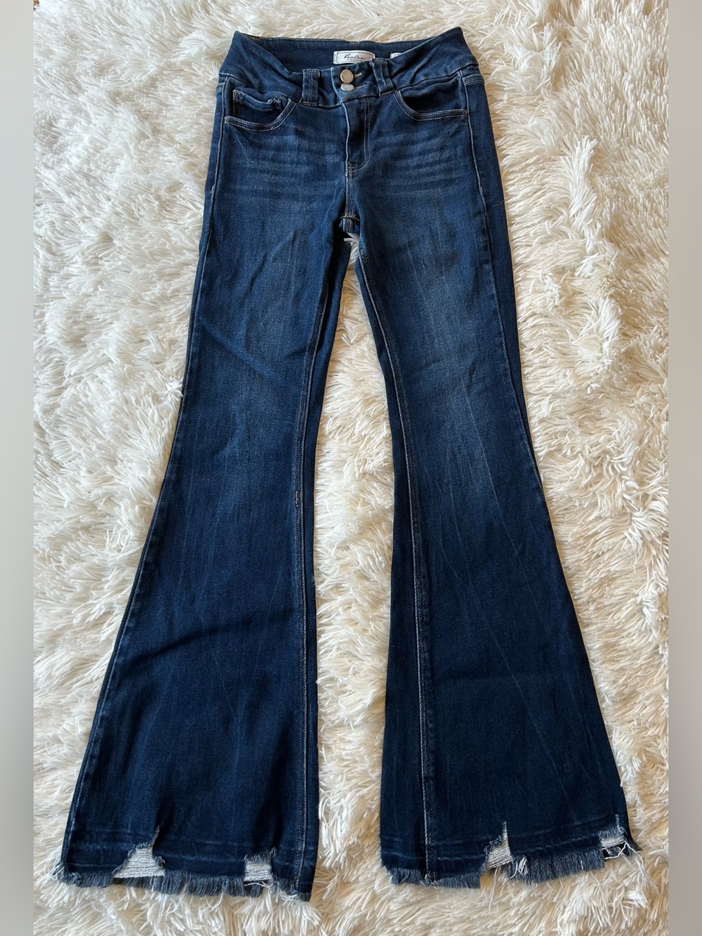 KanCan | Dark Blue Signature Flare Jeans with Raw Hem